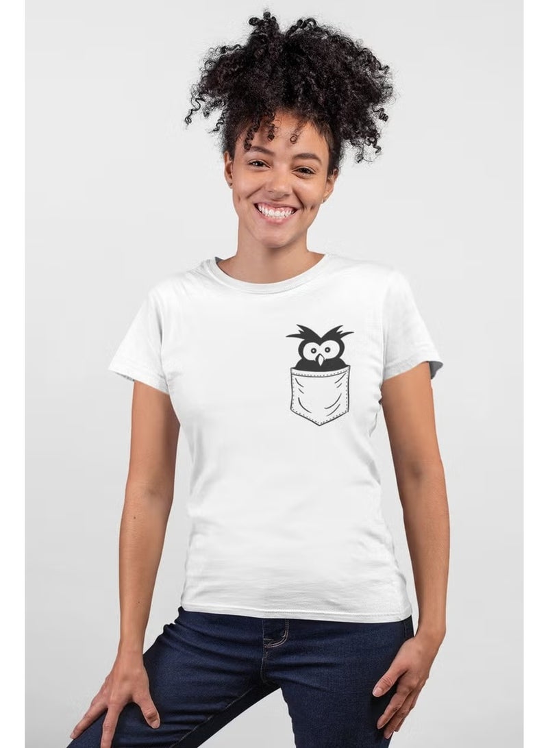 Rock&Roll Surprised Bird in the Pocket White Short Sleeve Women's T-Shirt - Image 1